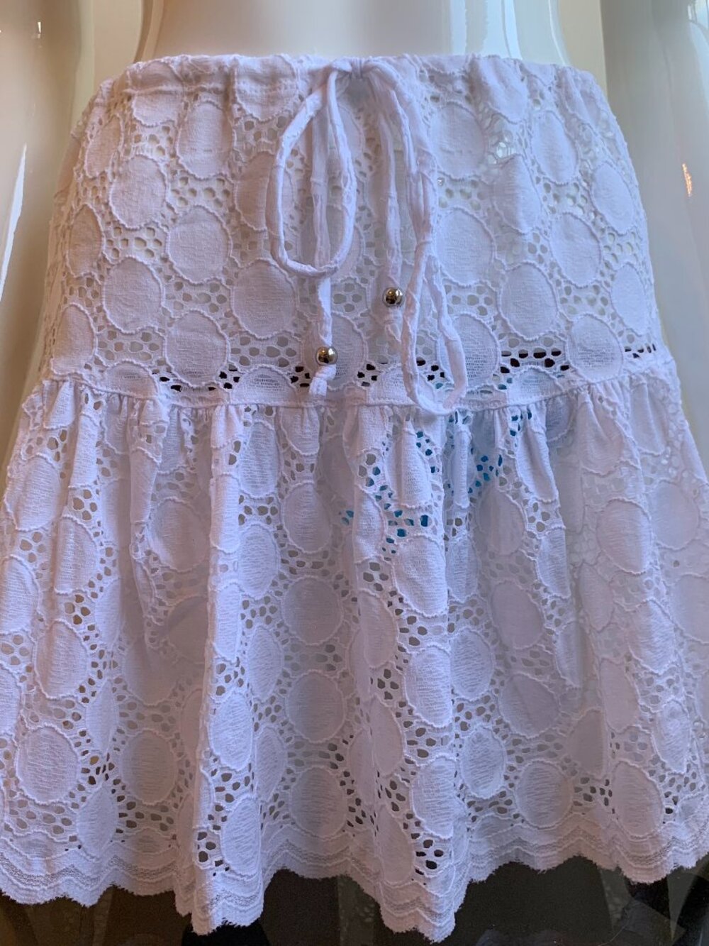 j valdi pull on crochet white lace cover up skirt